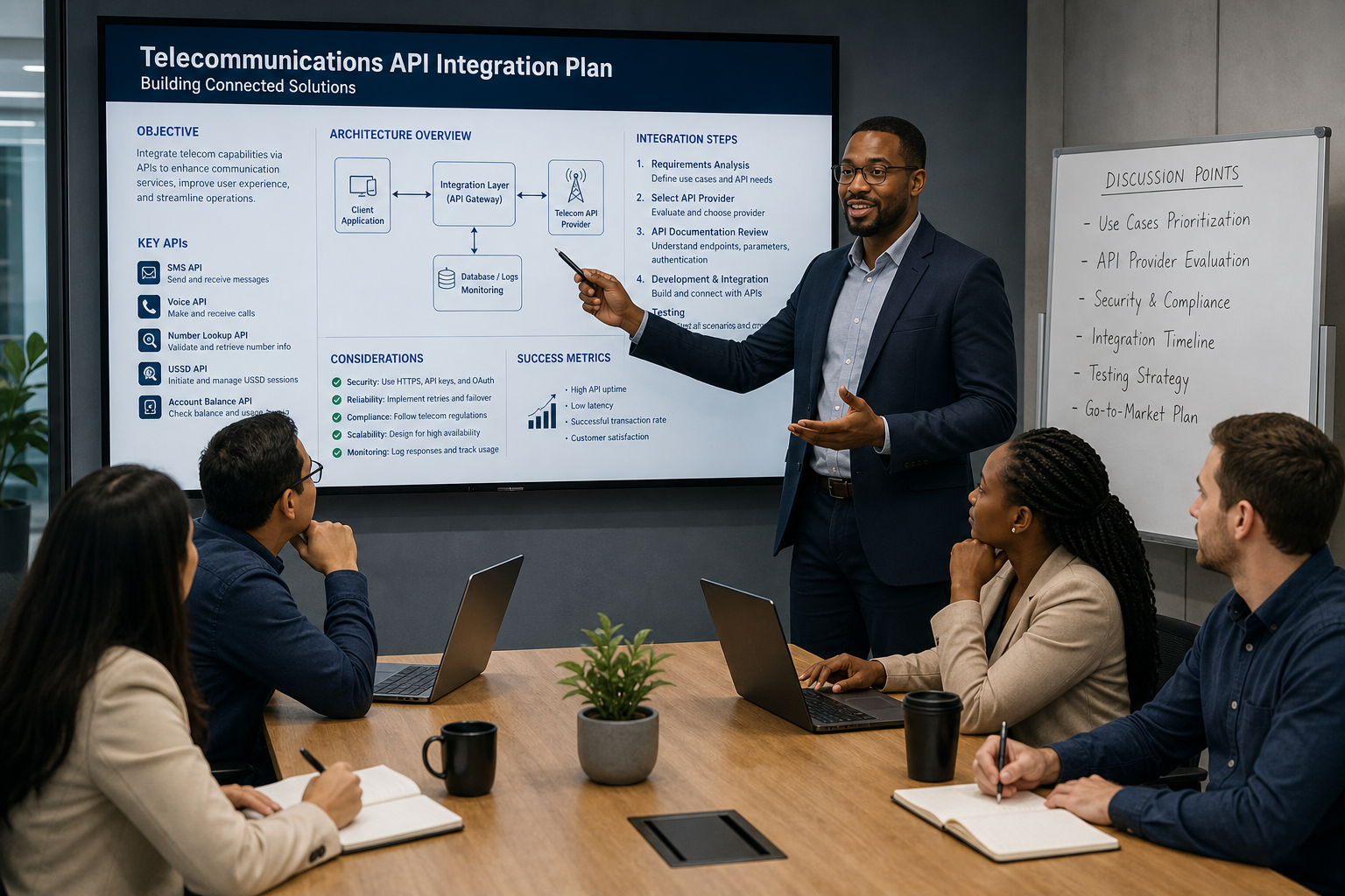 Telecommunications API integration planning session